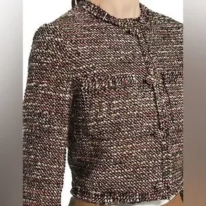 ジャケット・アウター Theory Autumn Tweed SH Crop JKT T Theory Women's Tweed Crop Jacket, Ivory Multi at Amazon